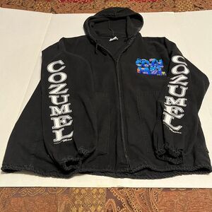 La Iguana Cozumel Mexico Hooded full zip‎ size medium black faded beach Jacket